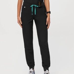 Figs Zamora Black Teal Dawstring Jogger Scrub Pants Women's Size XL